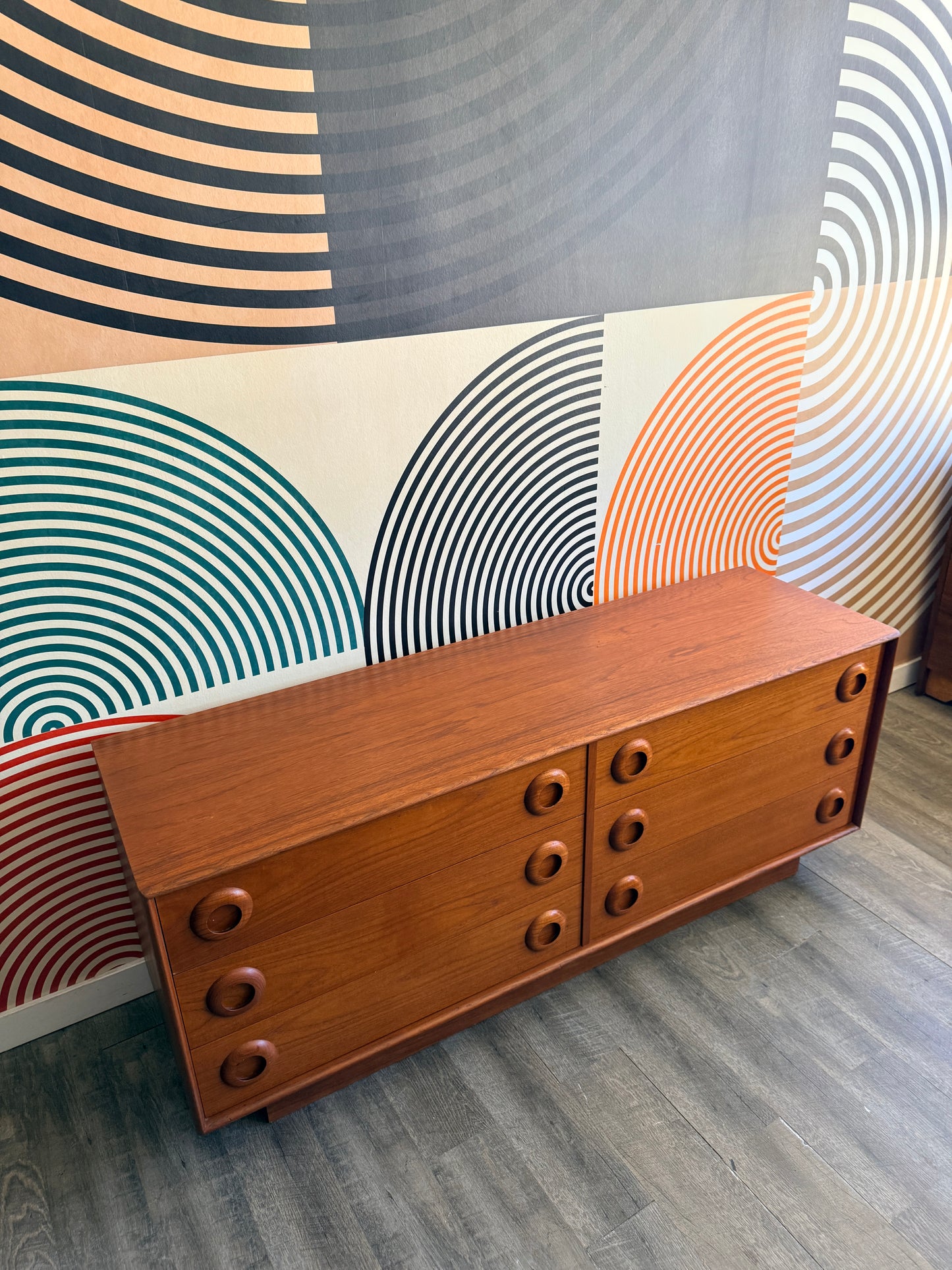 Vintage Teak 6 Drawer Dresser