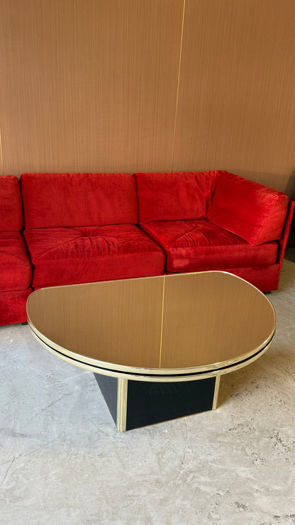 Vintage Rotating Brass & Glass Coffee Table