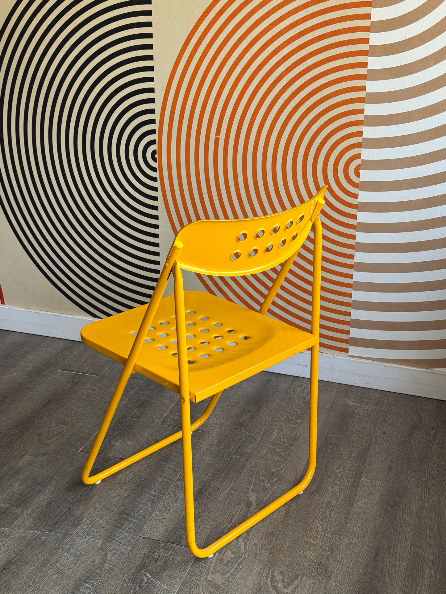 Vintage Yellow Metal Folding Chair