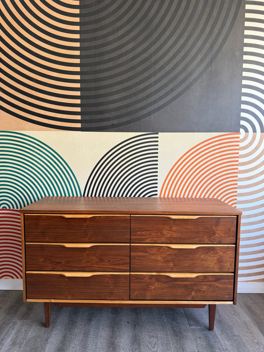 Vintage Vic-Art Walnut 6 Drawer Dresser