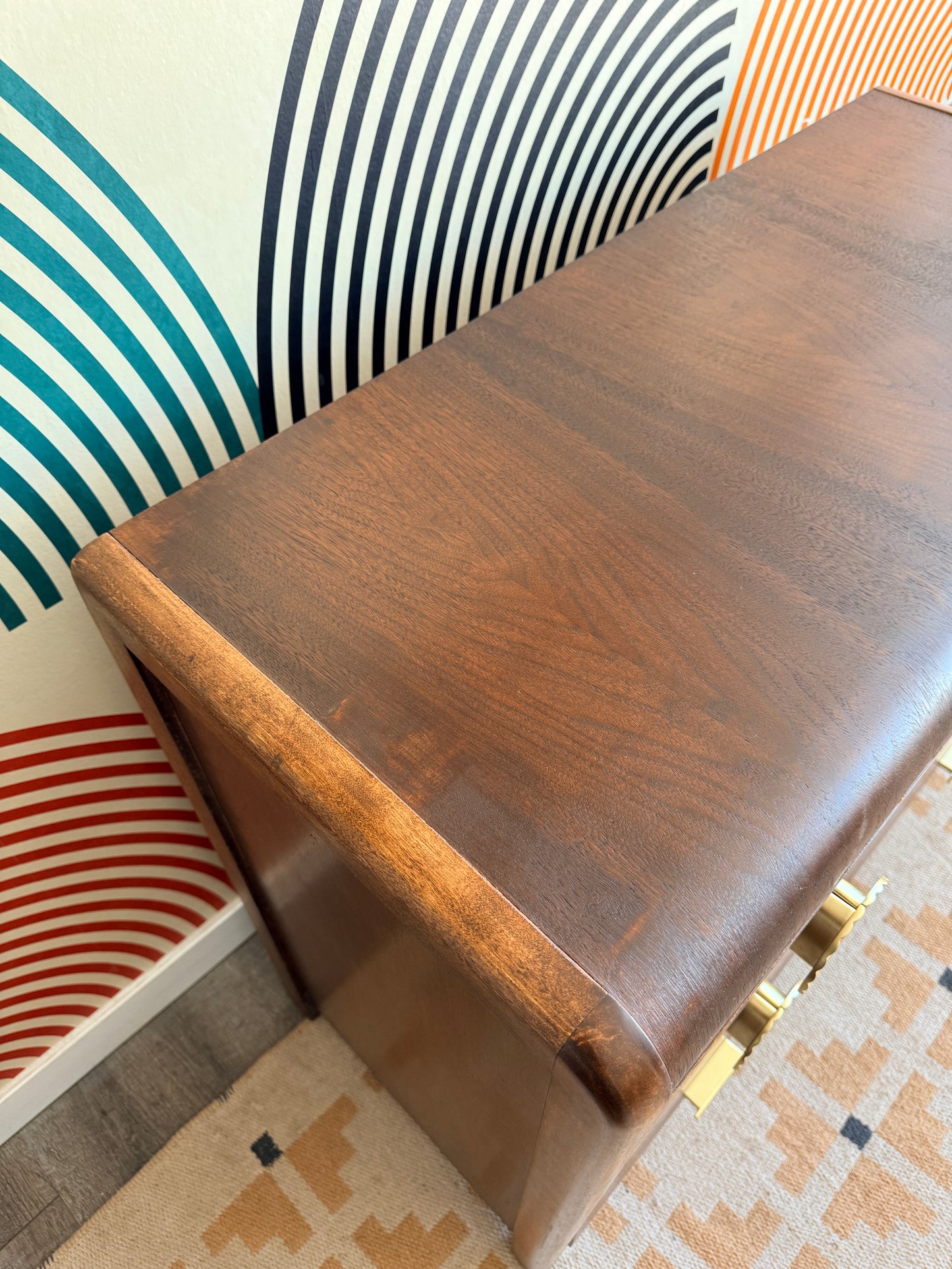 Vintage Art Deco Walnut Dresser