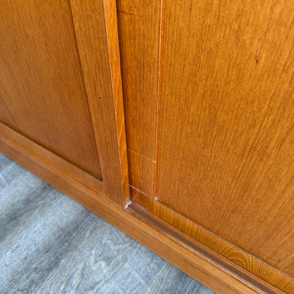 Vintage Danish Teak Sideboard with Sliding Doors by Hundevad