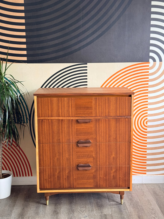 Vintage Walnut Tallboy Dresser
