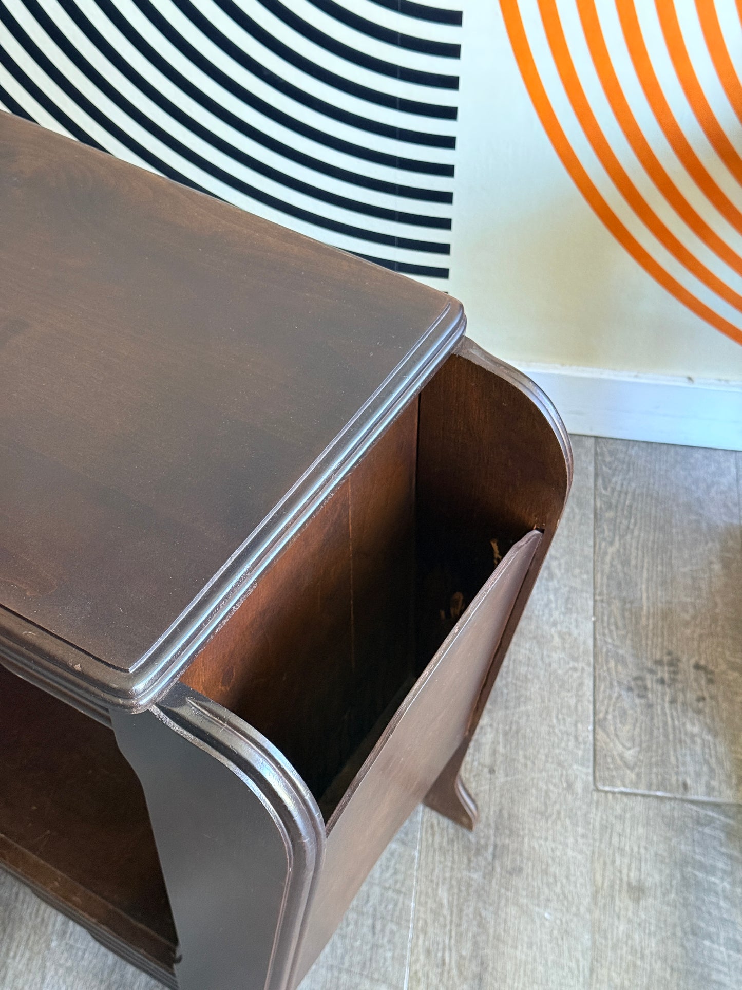 Vintage Wooden End Table with Magazine Rack