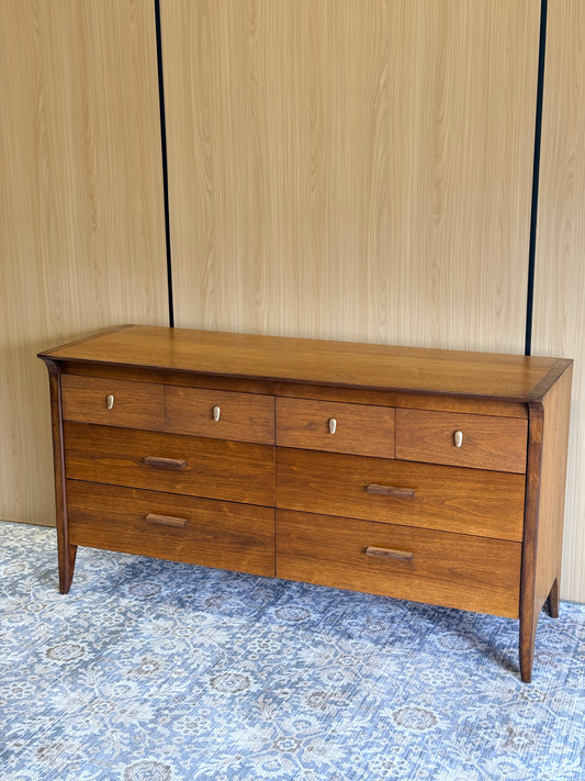Vintage Drexel 8 Drawer Walnut Dresser