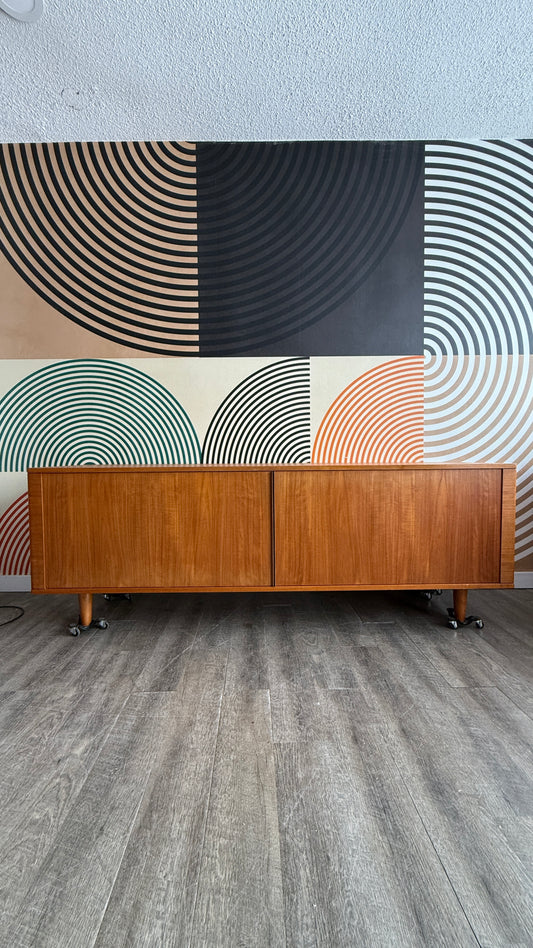 Danish Teak Credenza with Tambour Doors