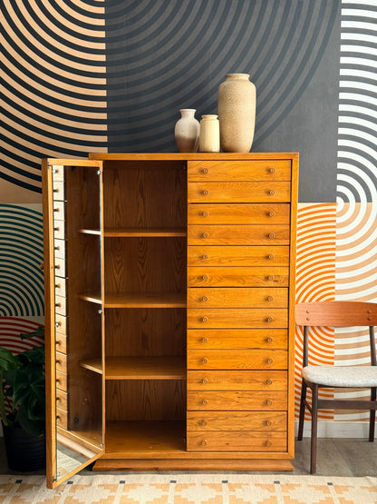 Vintage Oak Armoire with Drawers