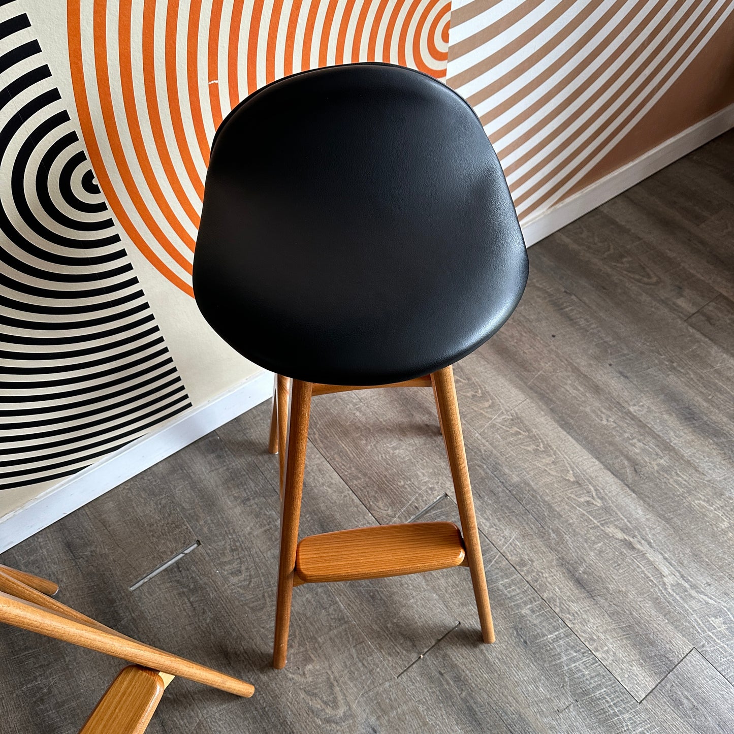 Pair of Vintage Danish Teak Swivel Bar Stools by Eric Buch