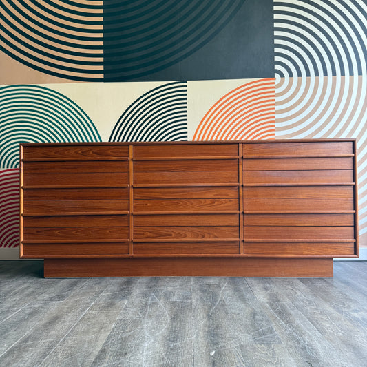 Vintage Teak 12 Drawer Dresser