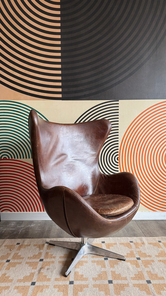 Moe’s Home Collection Distressed Leather Swivel Chair (MCM Style)