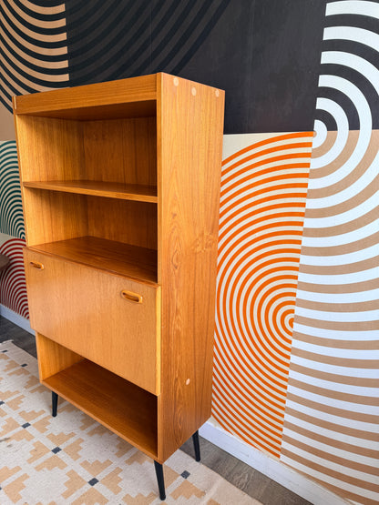 Vintage Teak Cabinet with a Drop-down Door