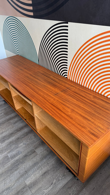 Danish Teak Credenza with Tambour Doors