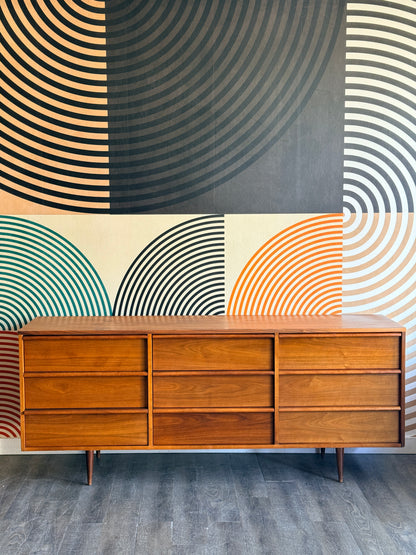 Vintage Walnut 9 Drawer Dresser