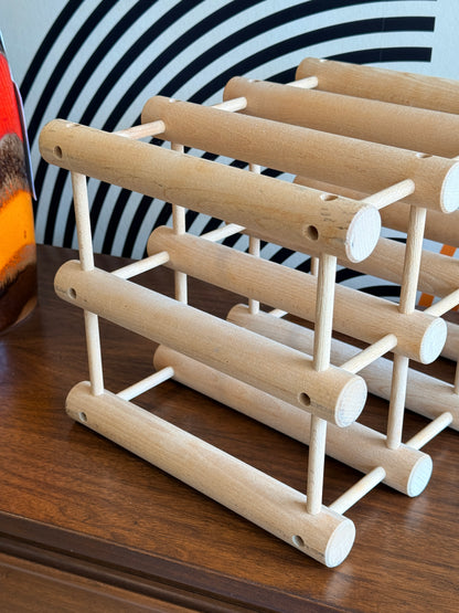 Vintage Danish Wine Rack by Nissen Langaa in Beechwood