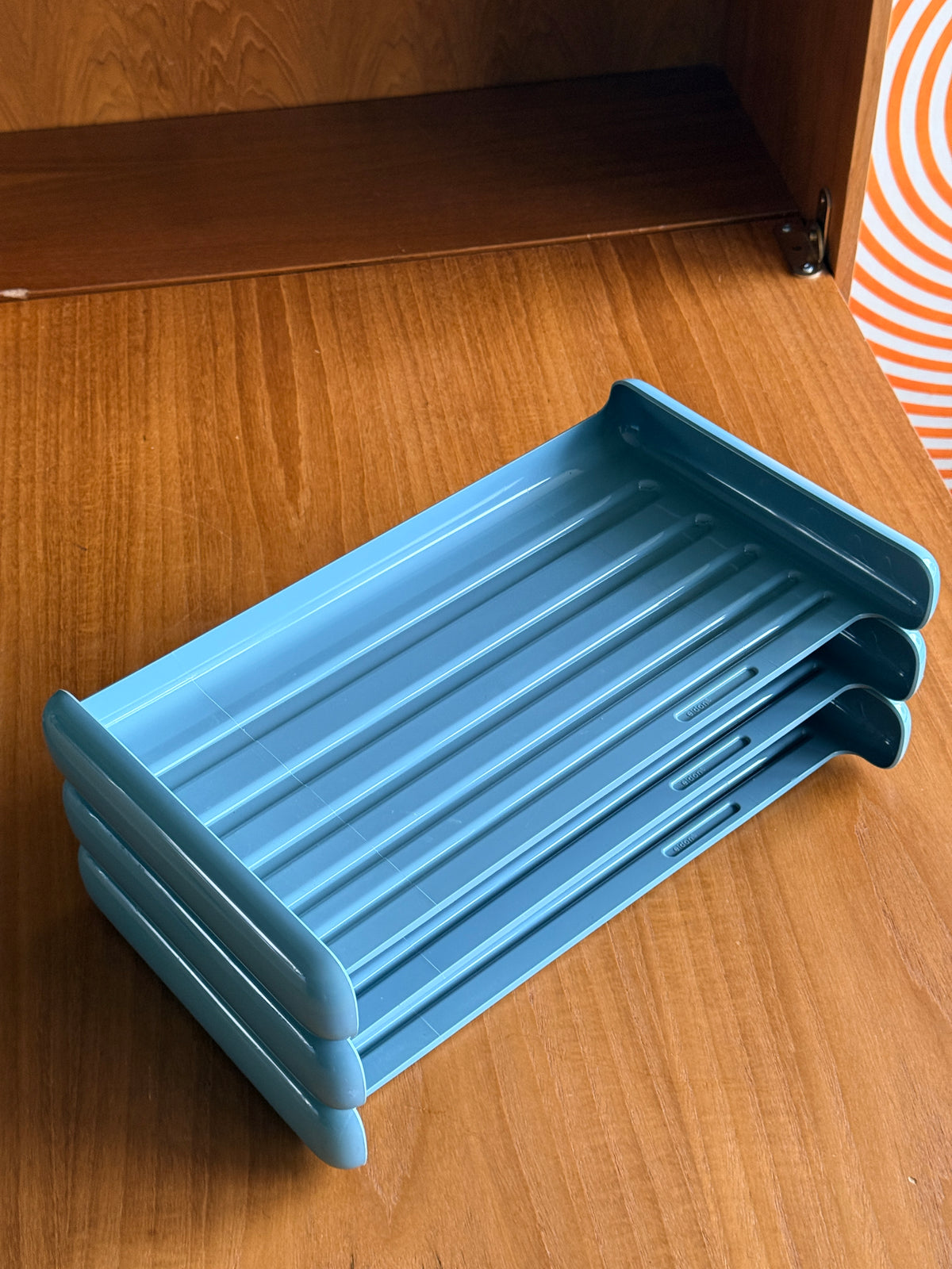 Vintage Blue-Grey Paper Tray by Eldon