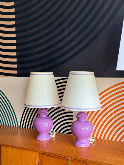 Pair of Vintage 1950s-1960s Lilac Ceramic Table Lamps