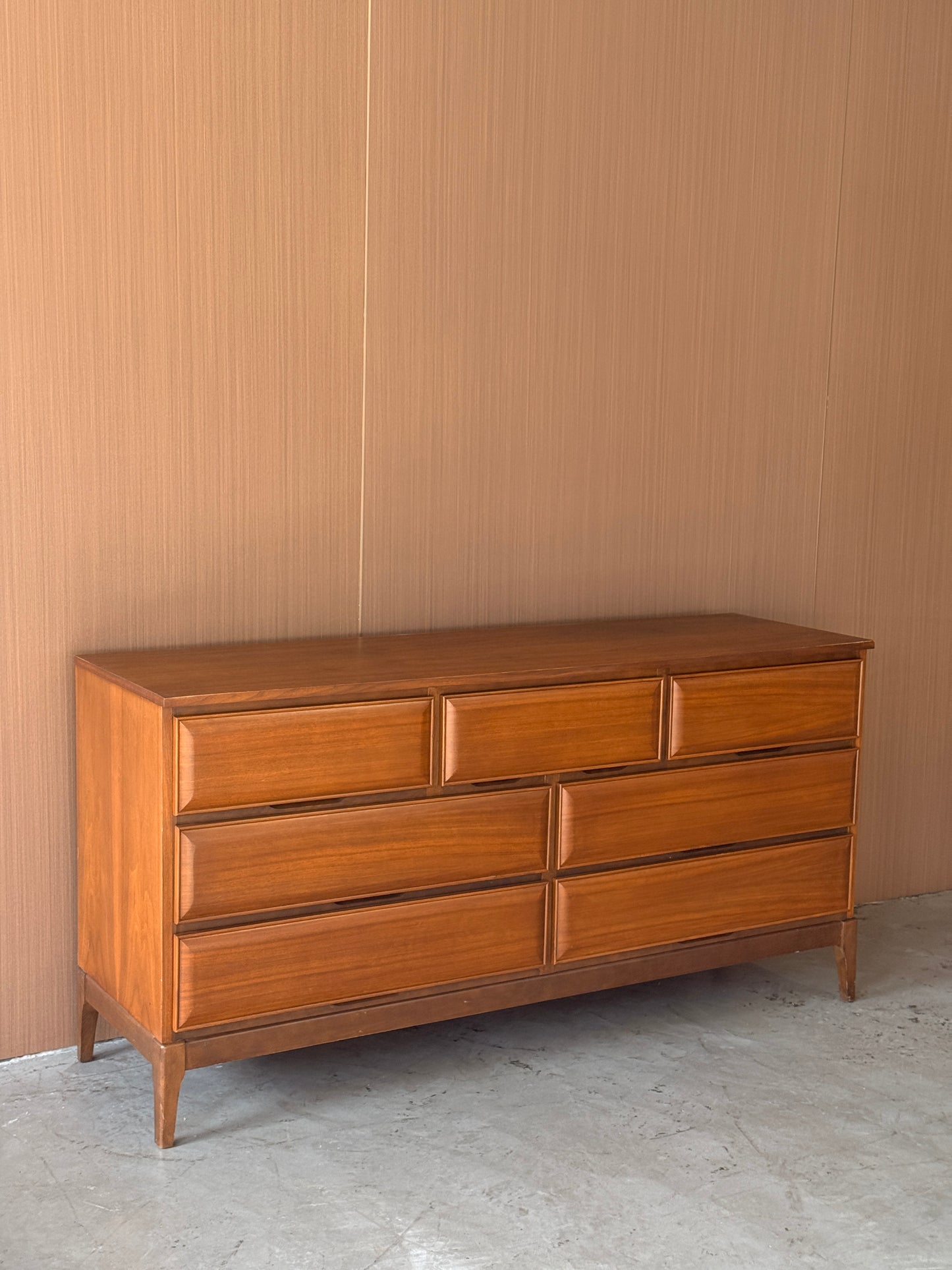 Vintage 7 Drawer Walnut Dresser by HPL
