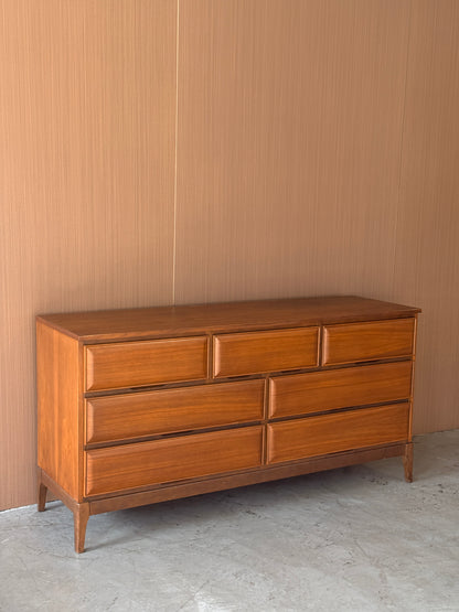 Vintage 7 Drawer Walnut Dresser by HPL