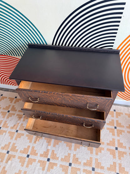 Antique 3-Drawer Dresser with Tiger Pattern Finish