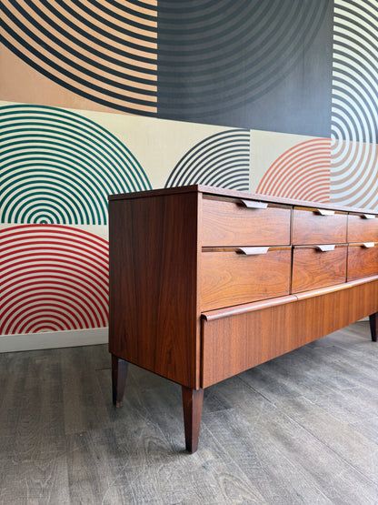 Vintage Walnut 9 Drawer Dresser by Kaufman