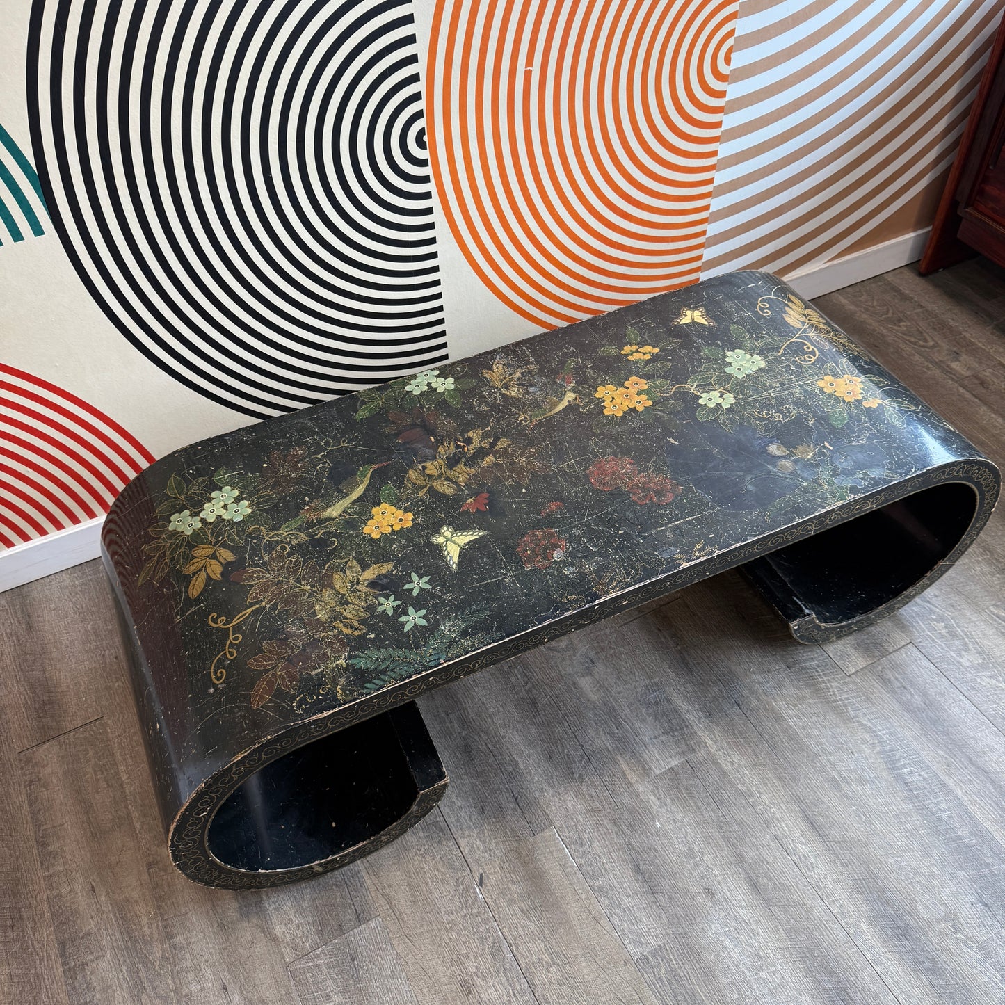 Chinese Black Scroll Coffee Table