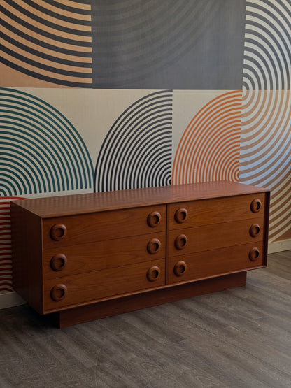 Vintage Teak 6 Drawer Dresser