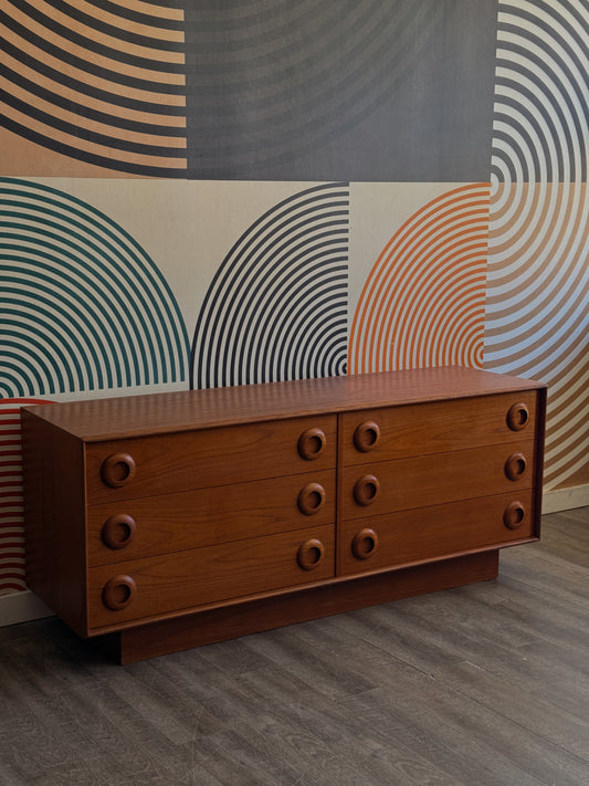 Vintage Teak 6 Drawer Dresser