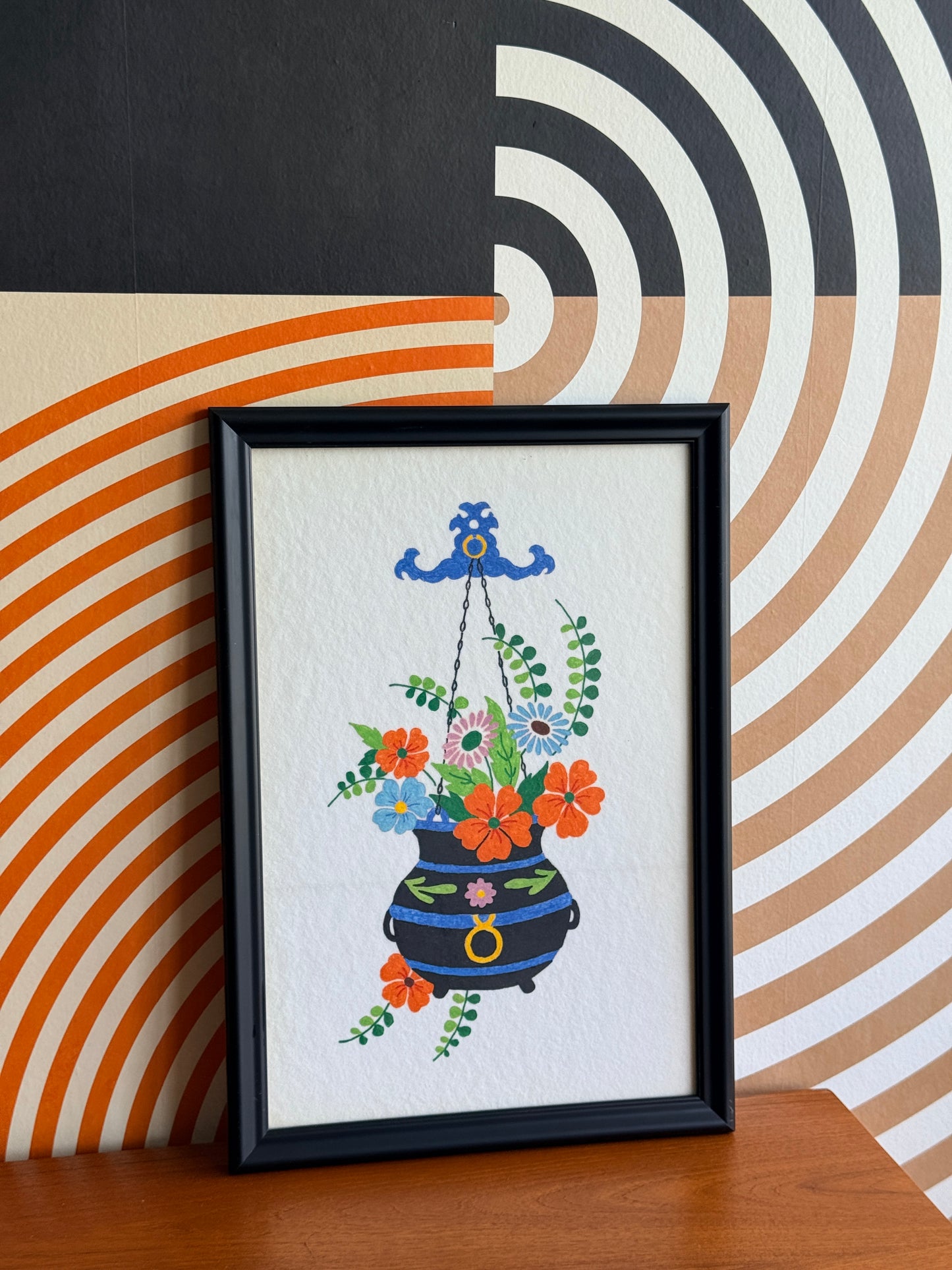 Vintage Ink on Felt Framed Art