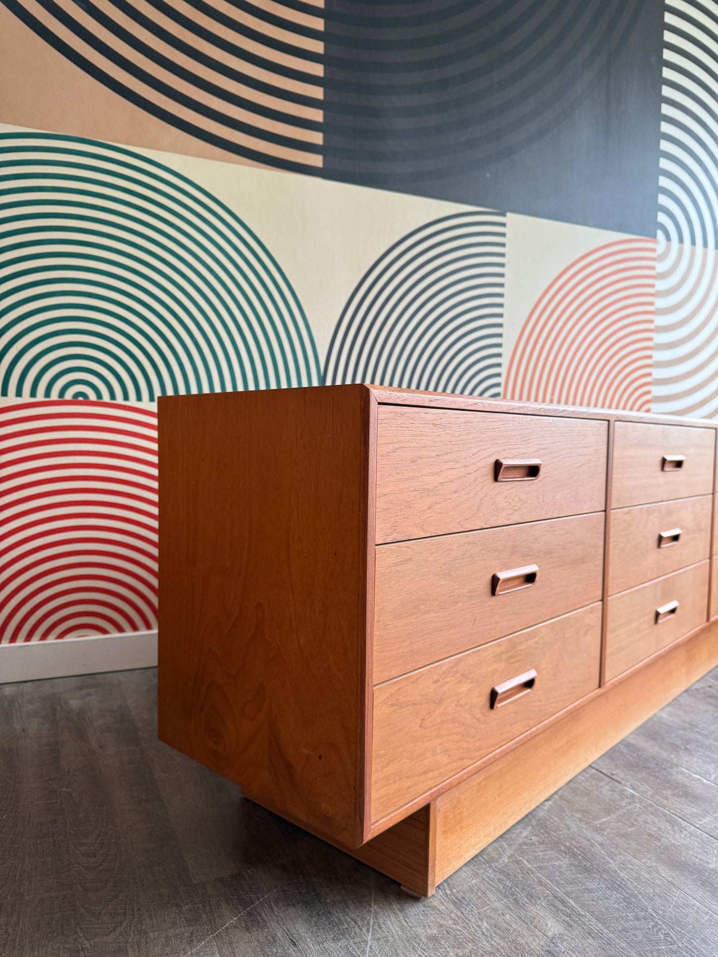 Vintage Teak 9 Drawer Dresser
