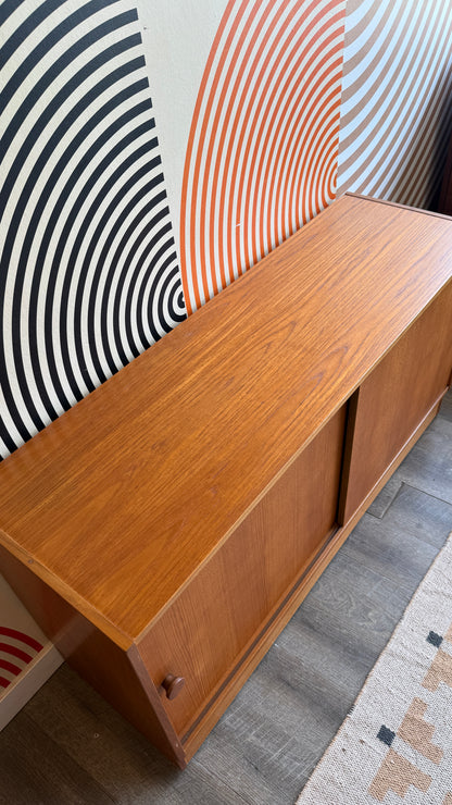 Vintage Teak Sliding Door Cabinet