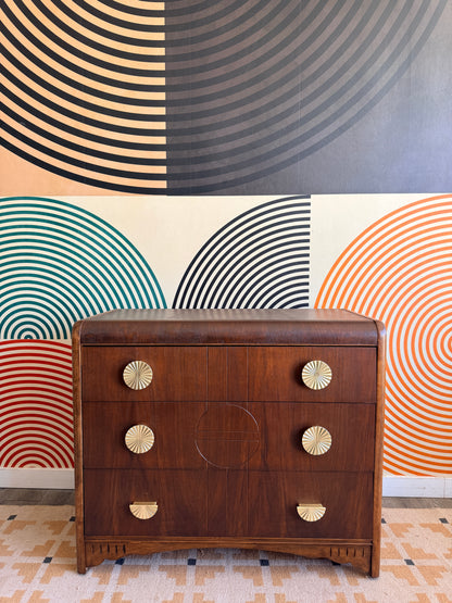 Vintage Art Deco Walnut Dresser