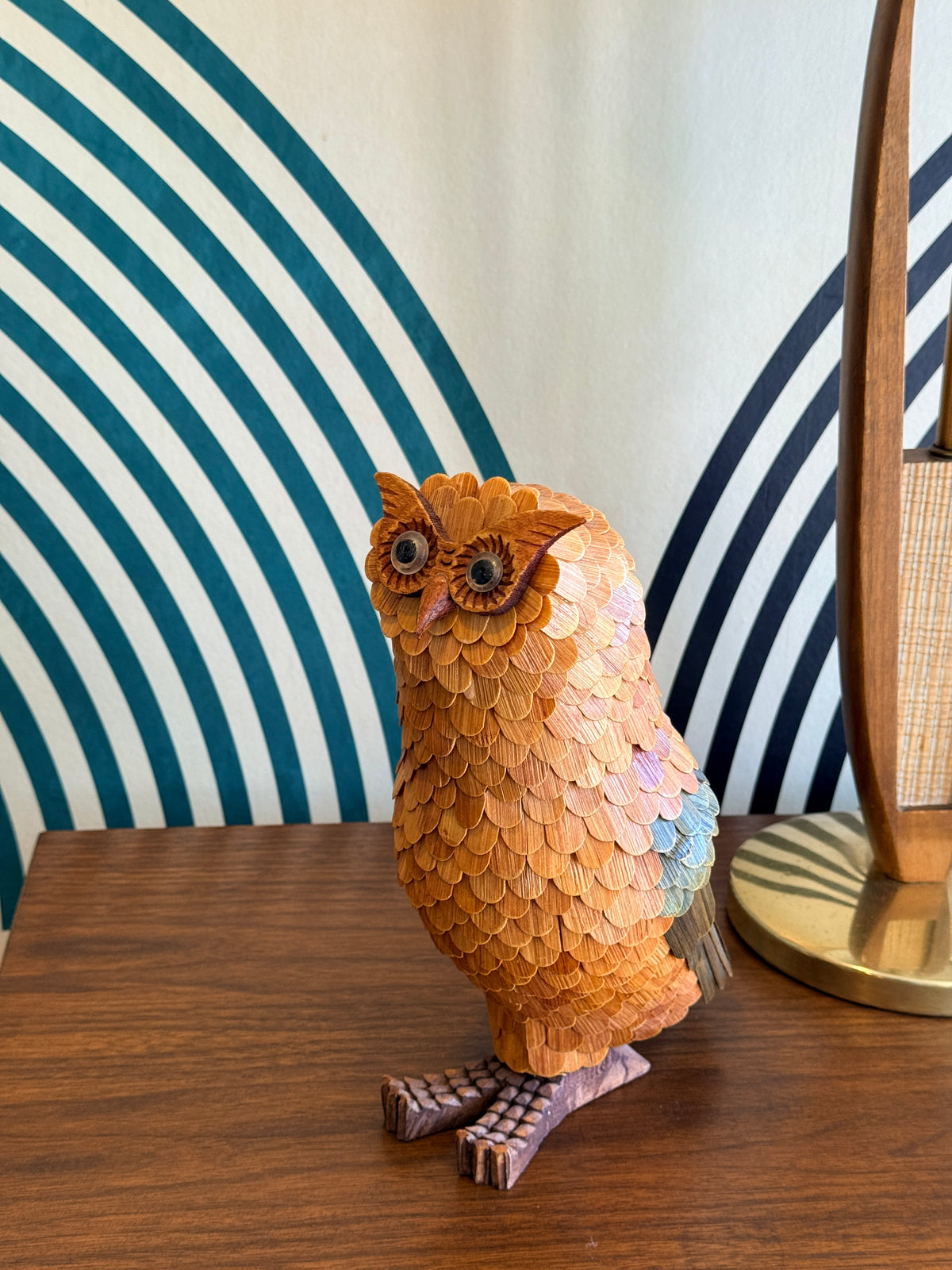 Vintage Shanghai Wicker Owl Basket
