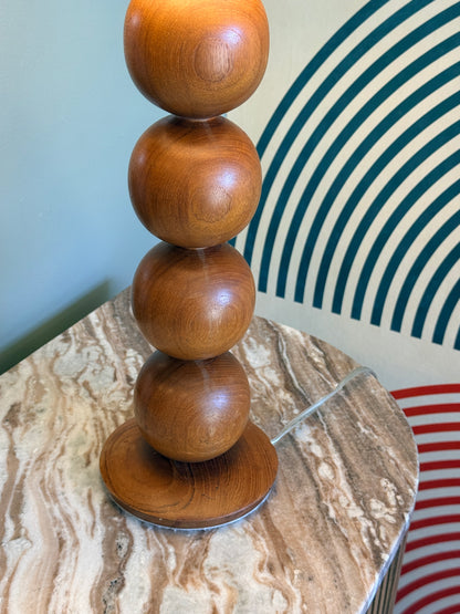 Vintage Teak Stacked Ball Table Lamp