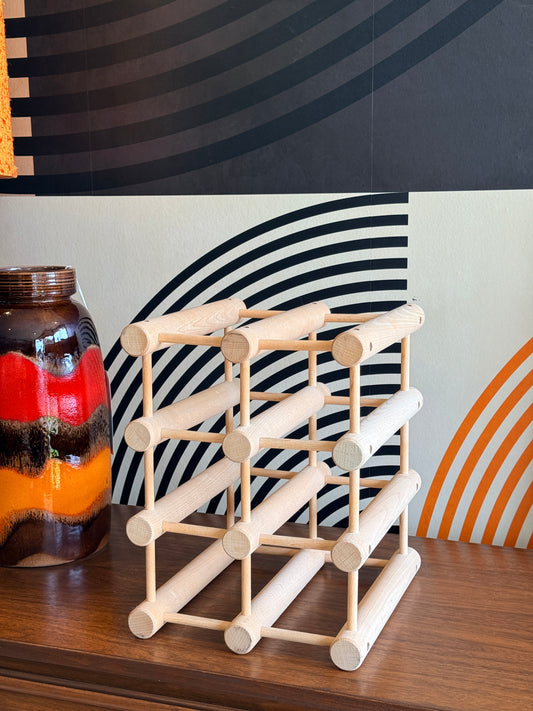 Vintage Danish Wine Rack by Nissen Langaa in Beechwood