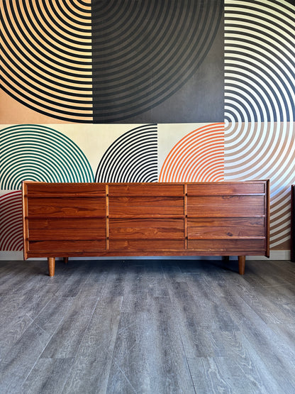 Vintage Teak 9 Drawer Dresser