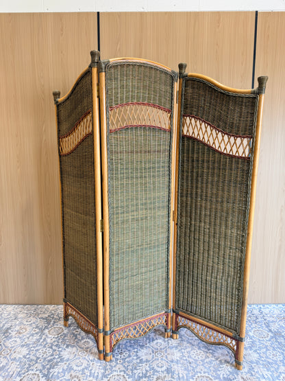 Rattan Room Divider with Wicker Panels, 1970s