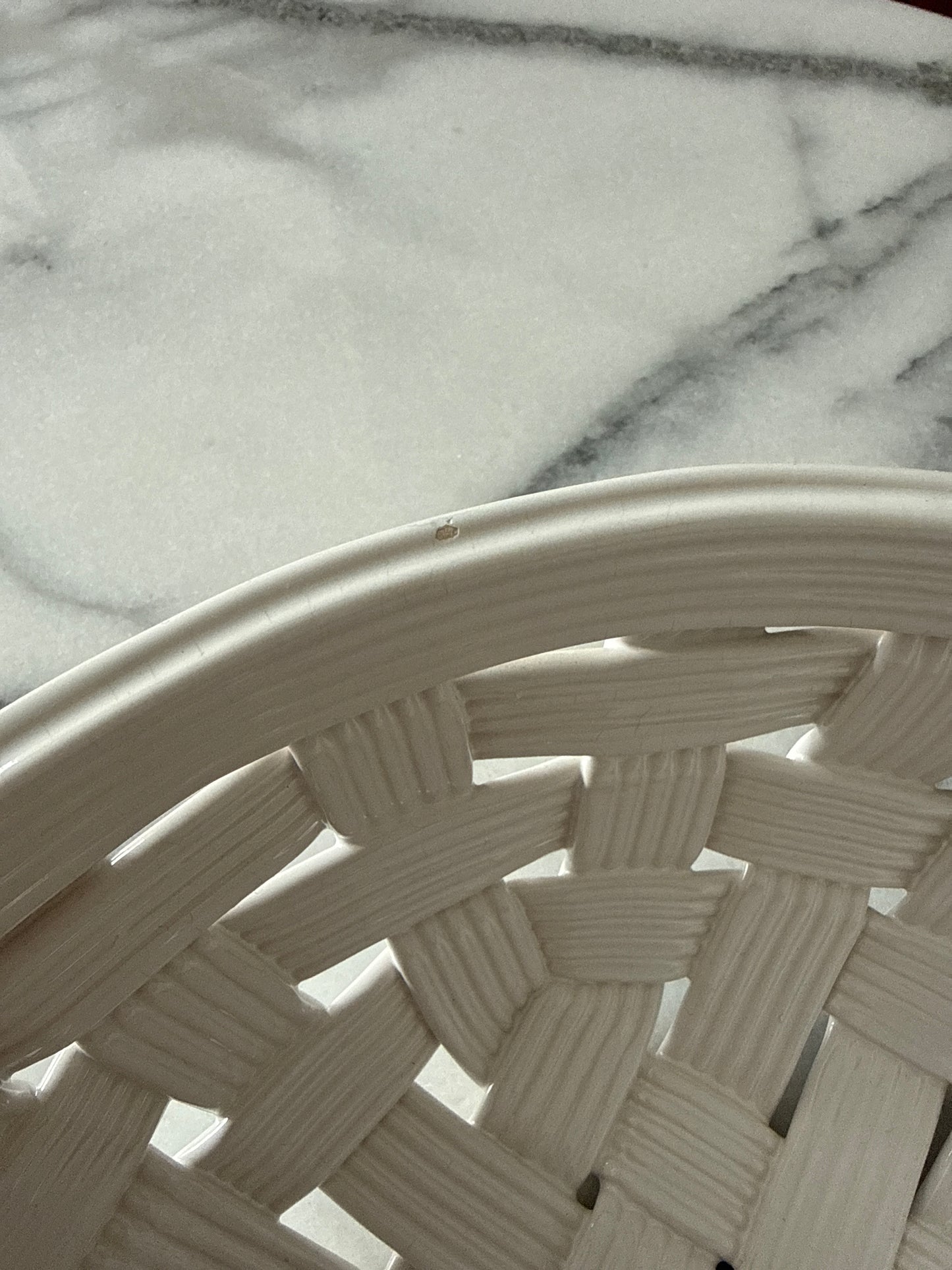 Vintage PCCW White Basket Weave Pottery 12” Large Bowl Made Slovenia