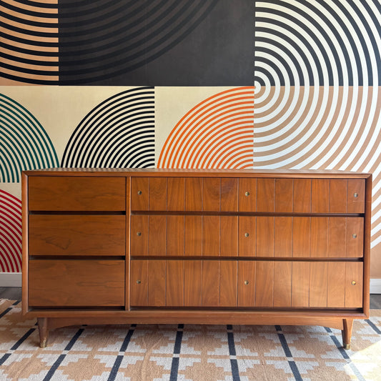 Walnut 9 Drawer Dresser by Kroehler