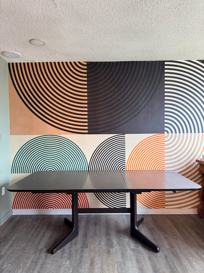 Rectangular Dark Brown Dining Table with 1 Leaf