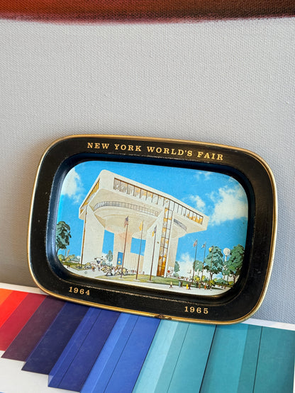 Vintage 1964-65 NY World's Fair Tin Tray: Heliport & Restaurant Illustration