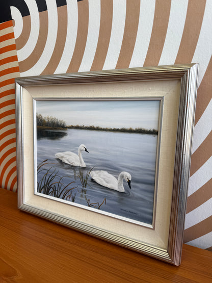 Framed Swan Landscape Print