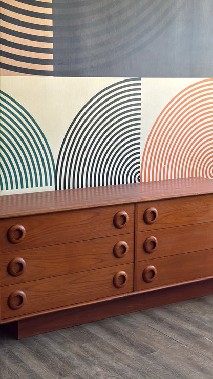 Vintage Teak 6 Drawer Dresser