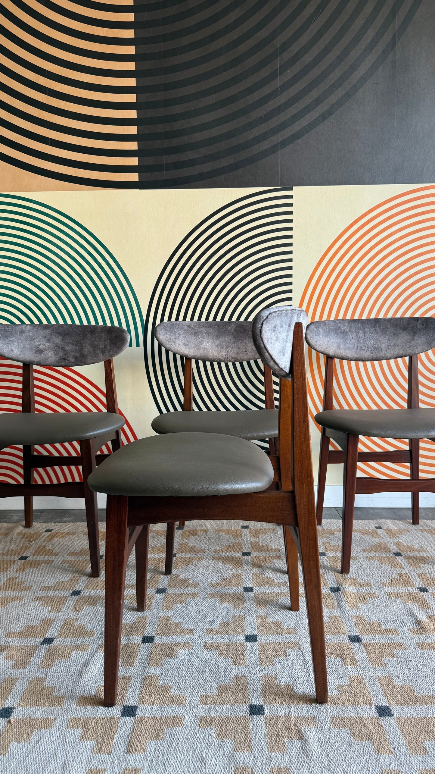 Mid Century Modern Afromasia Teak Dining Chairs – Set of 4