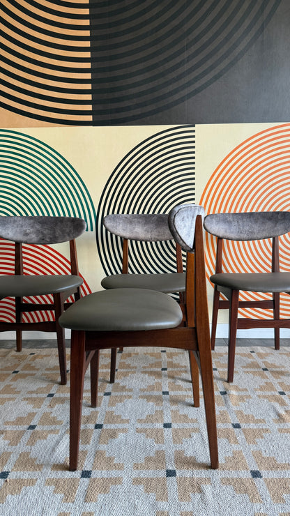 Mid Century Modern Afromasia Teak Dining Chairs – Set of 4
