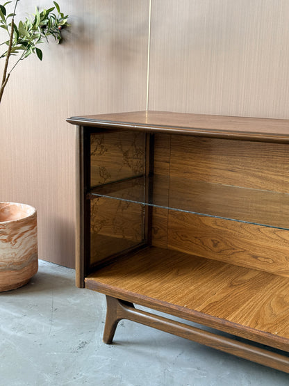 Vintage Walnut Display Open Cabinet