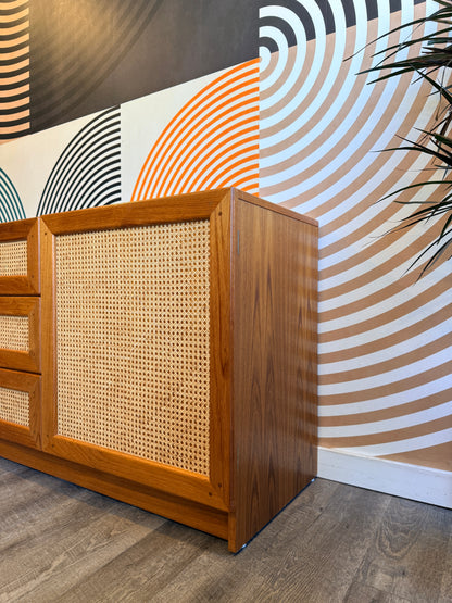 Danish Teak and Cane Credenza by Dyrlund
