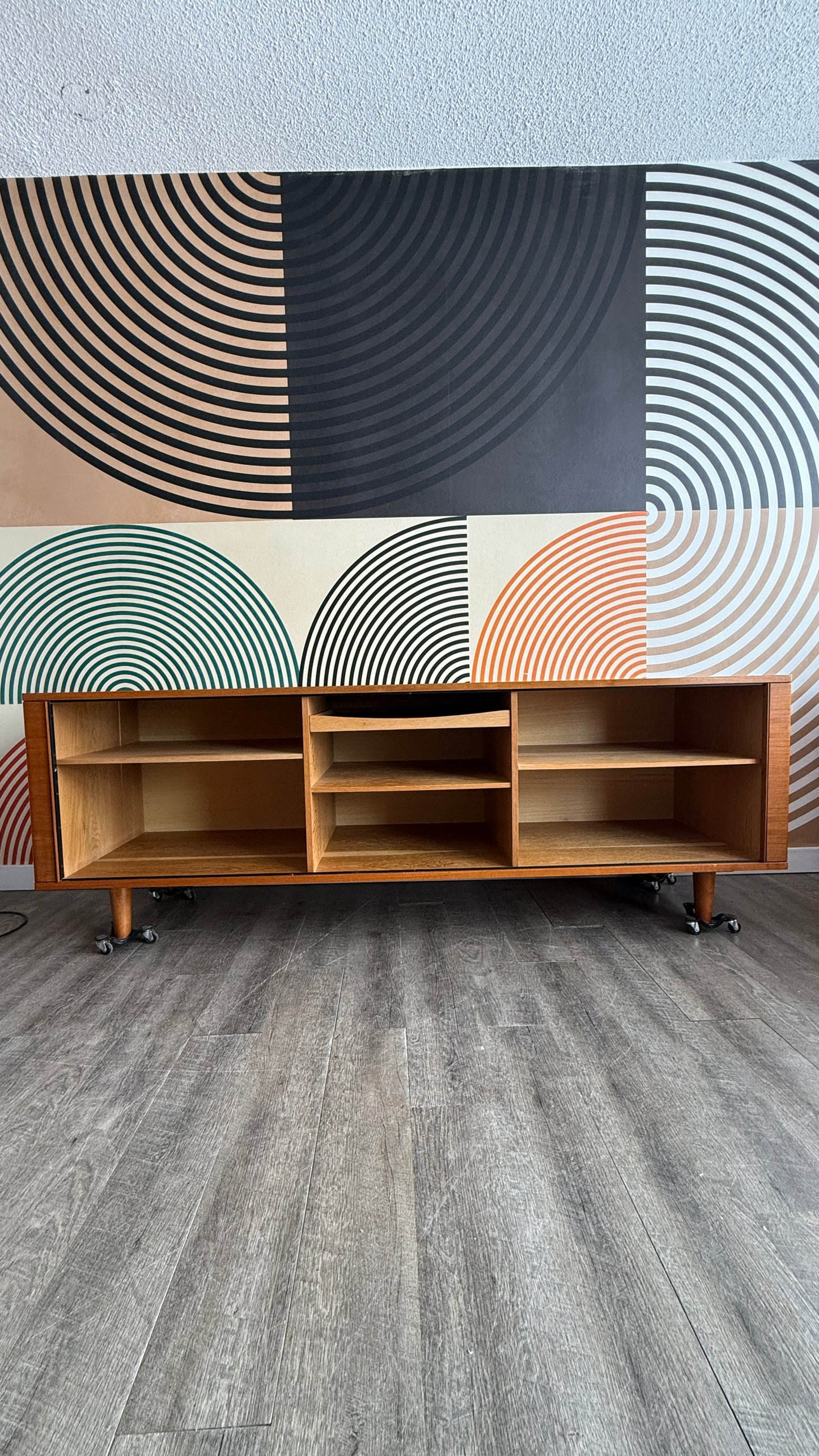 Danish Teak Credenza with Tambour Doors