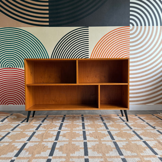 Vintage Teak Bookcase on Metal Legs
