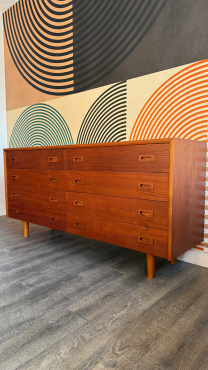 Vintage Teak 8 Drawer Dresser