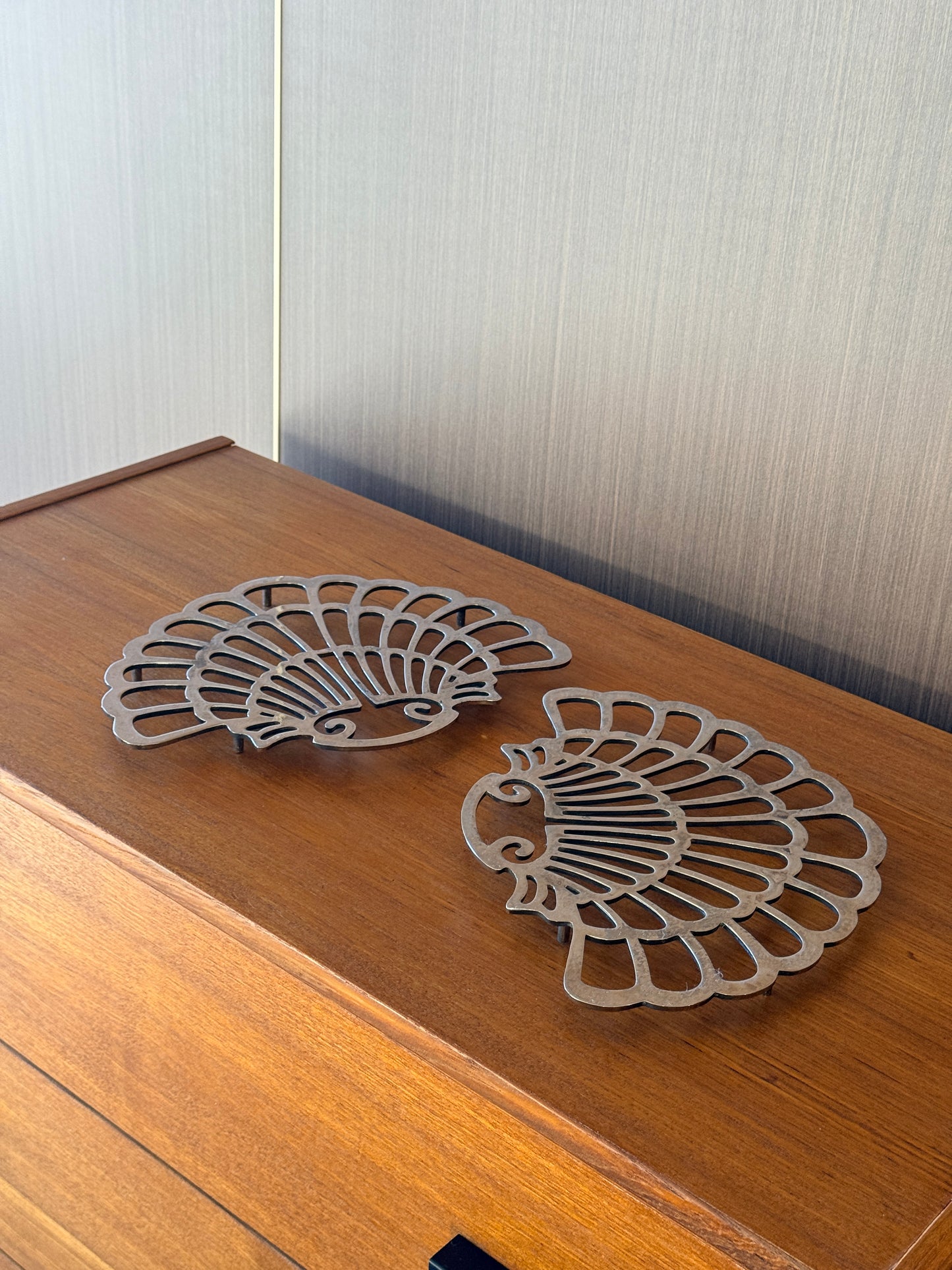 Vintage 1970s  Clamshell Trivets (Sold separately)